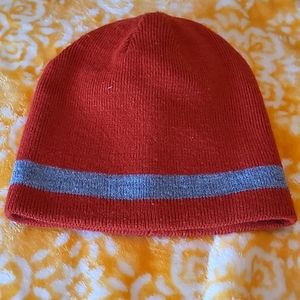 LLBEAN kids beanie.   Burnt Orange with gray stripe.  SZ L